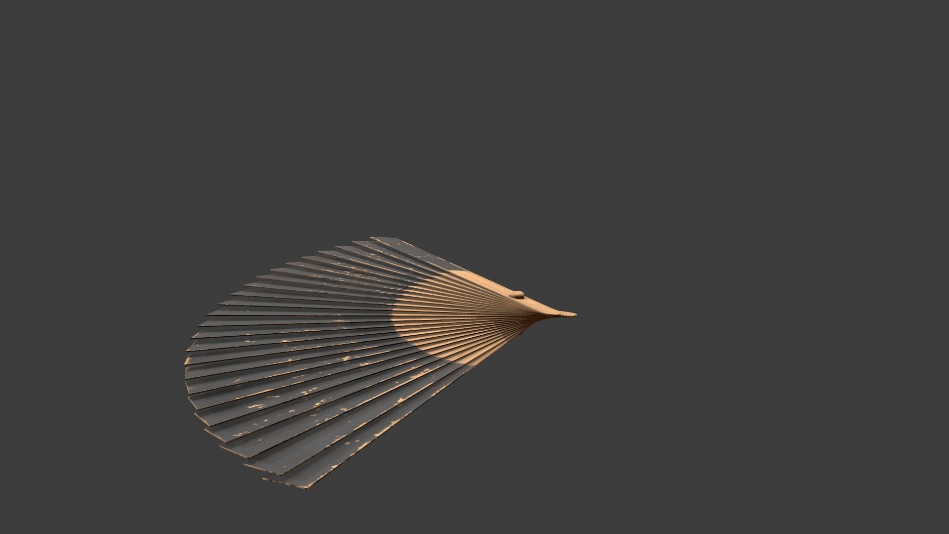 Black Wooden Handheld Fan Low-poly 3D model_10