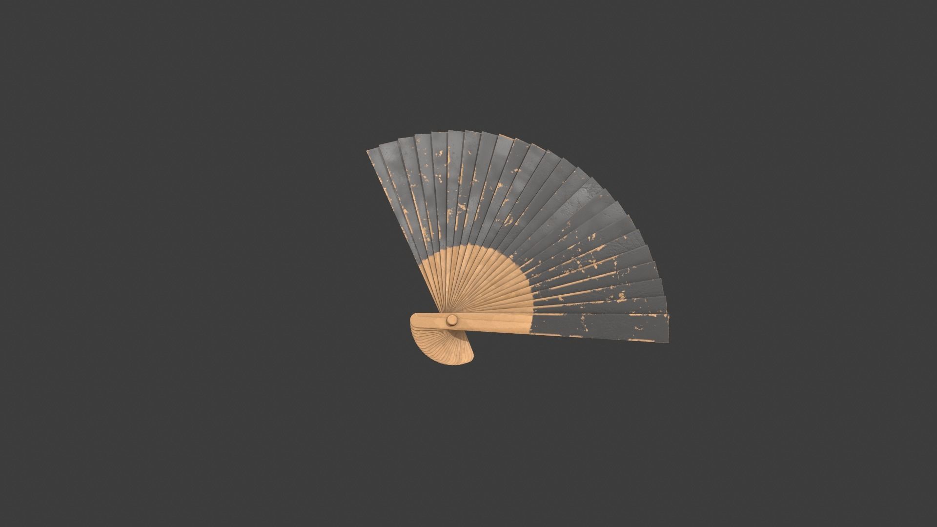 Black Wooden Handheld Fan Low-poly 3D model_6
