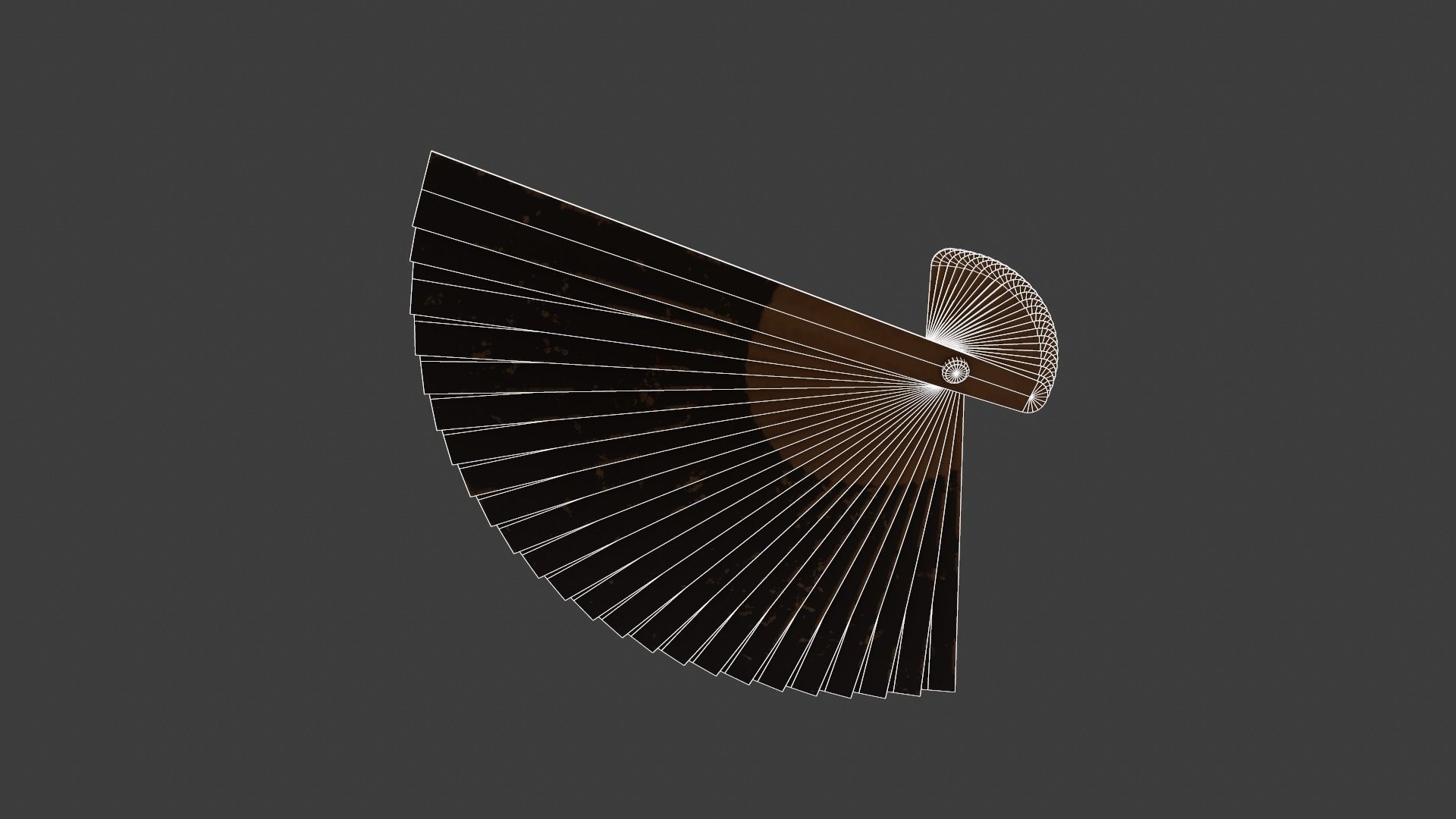 Black Wooden Handheld Fan Low-poly 3D model_19