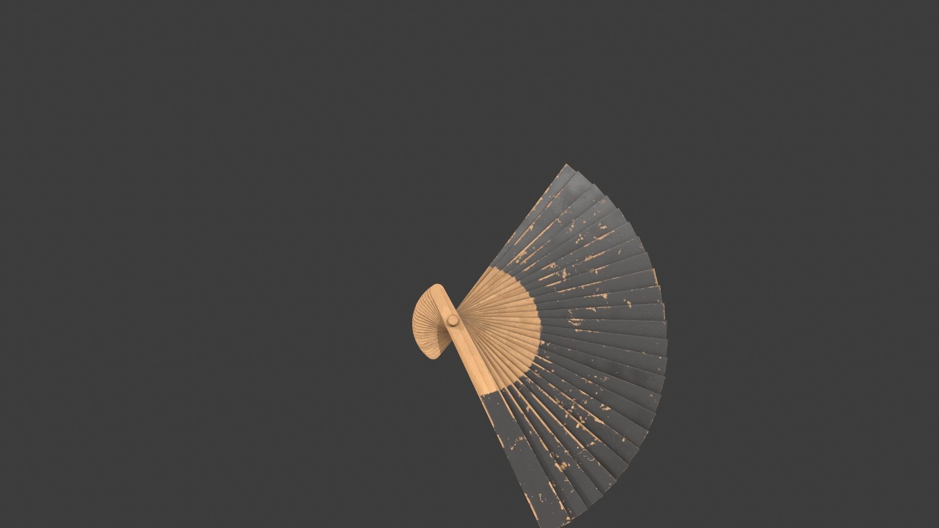 Black Wooden Handheld Fan Low-poly 3D model_5