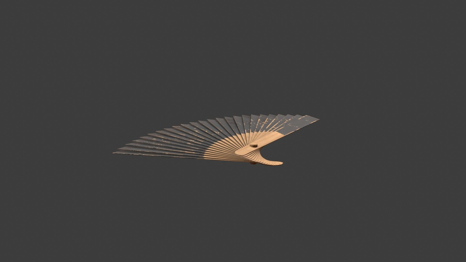 Black Wooden Handheld Fan Low-poly 3D model_8