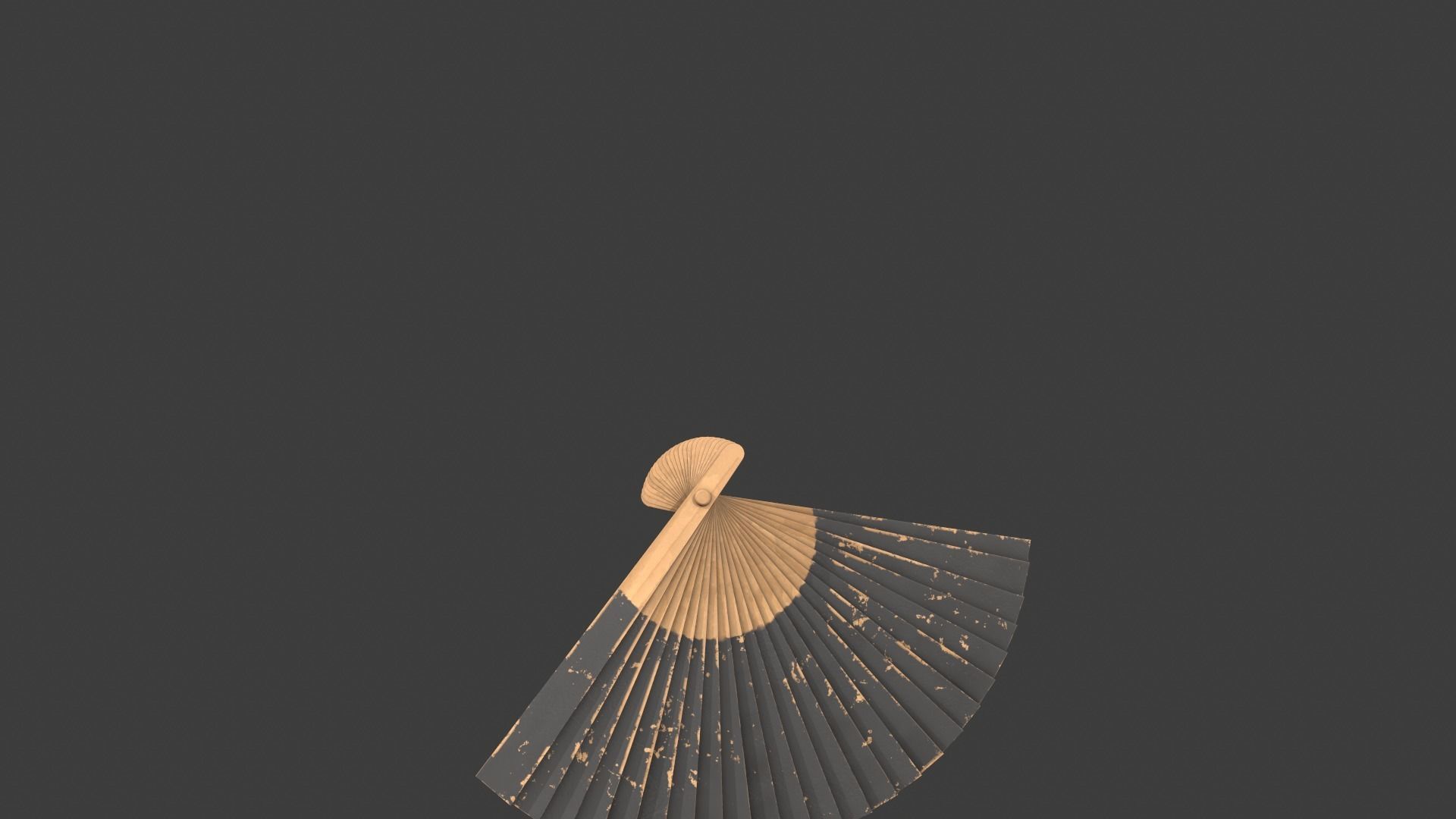 Black Wooden Handheld Fan Low-poly 3D model_4