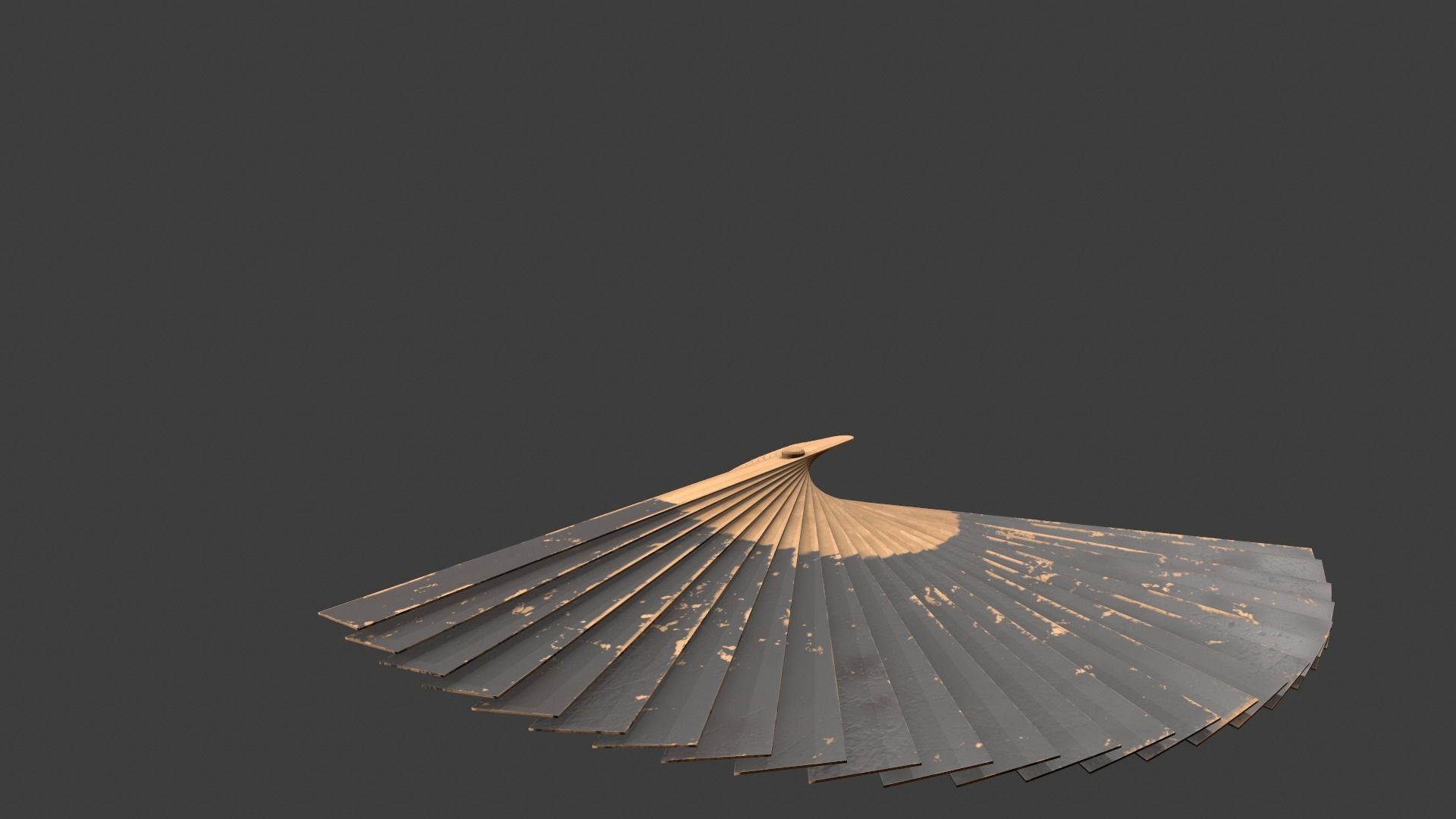 Black Wooden Handheld Fan Low-poly 3D model_12