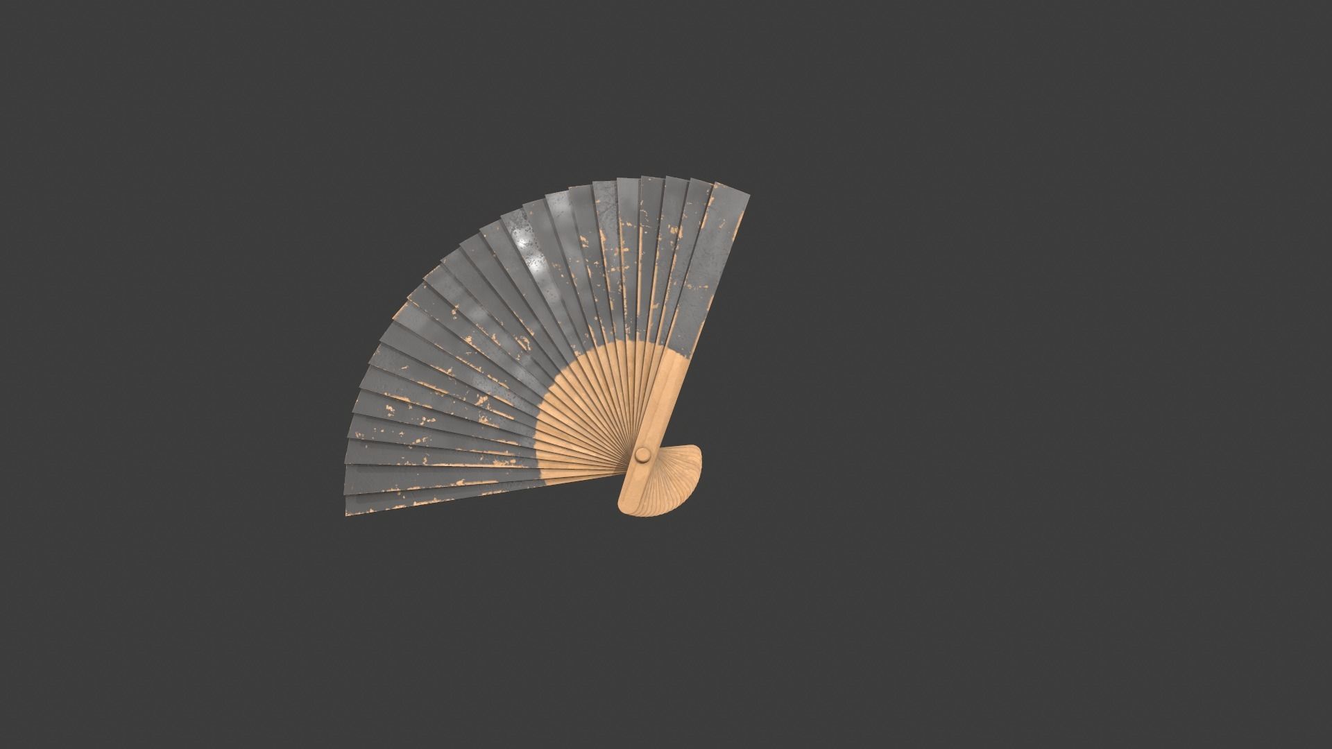Black Wooden Handheld Fan Low-poly 3D model_1