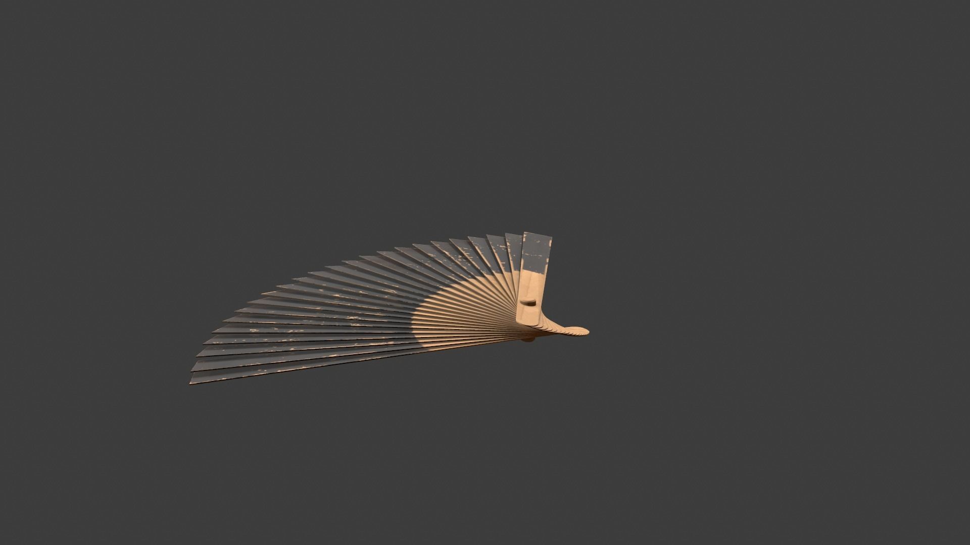 Black Wooden Handheld Fan Low-poly 3D model_9