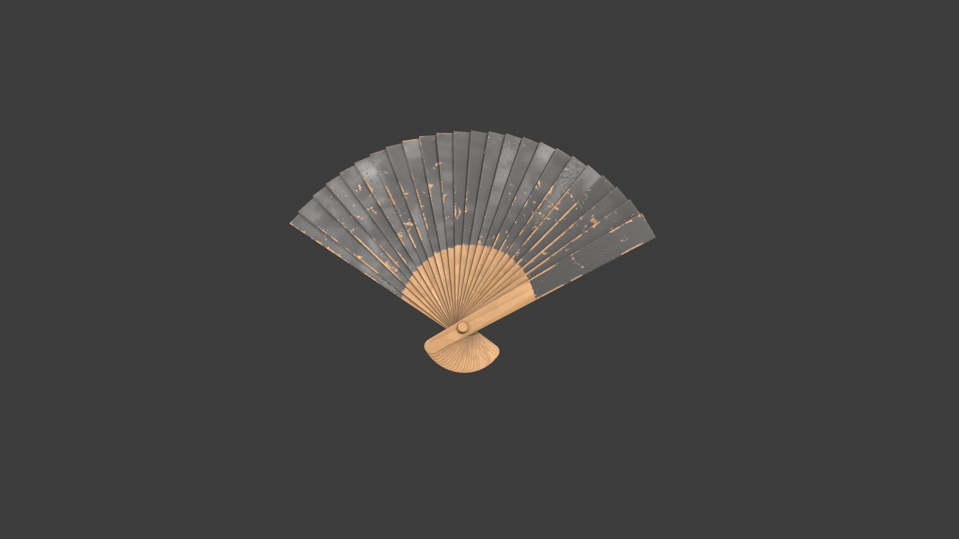 Black Wooden Handheld Fan Low-poly 3D model_7