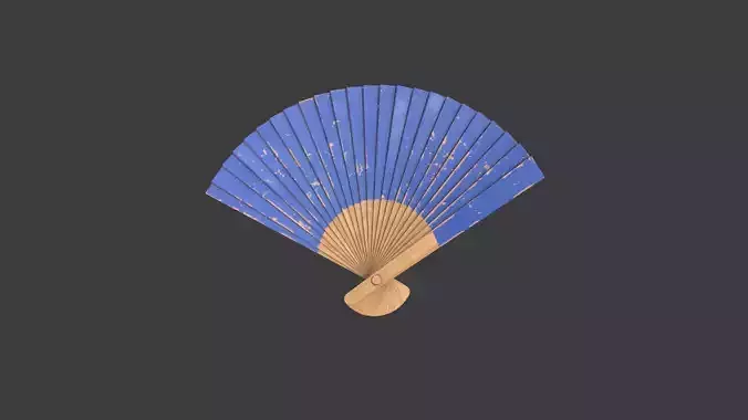 Blue Wooden Handheld Fan
