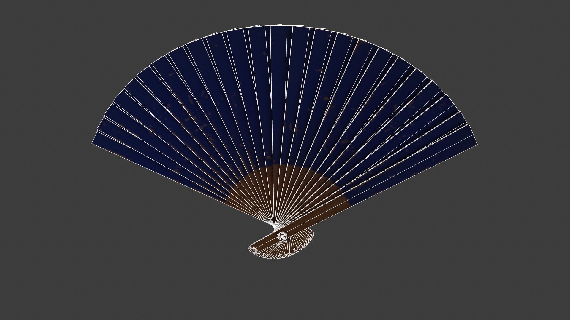 Blue Wooden Handheld Fan Low-poly 3D model_14
