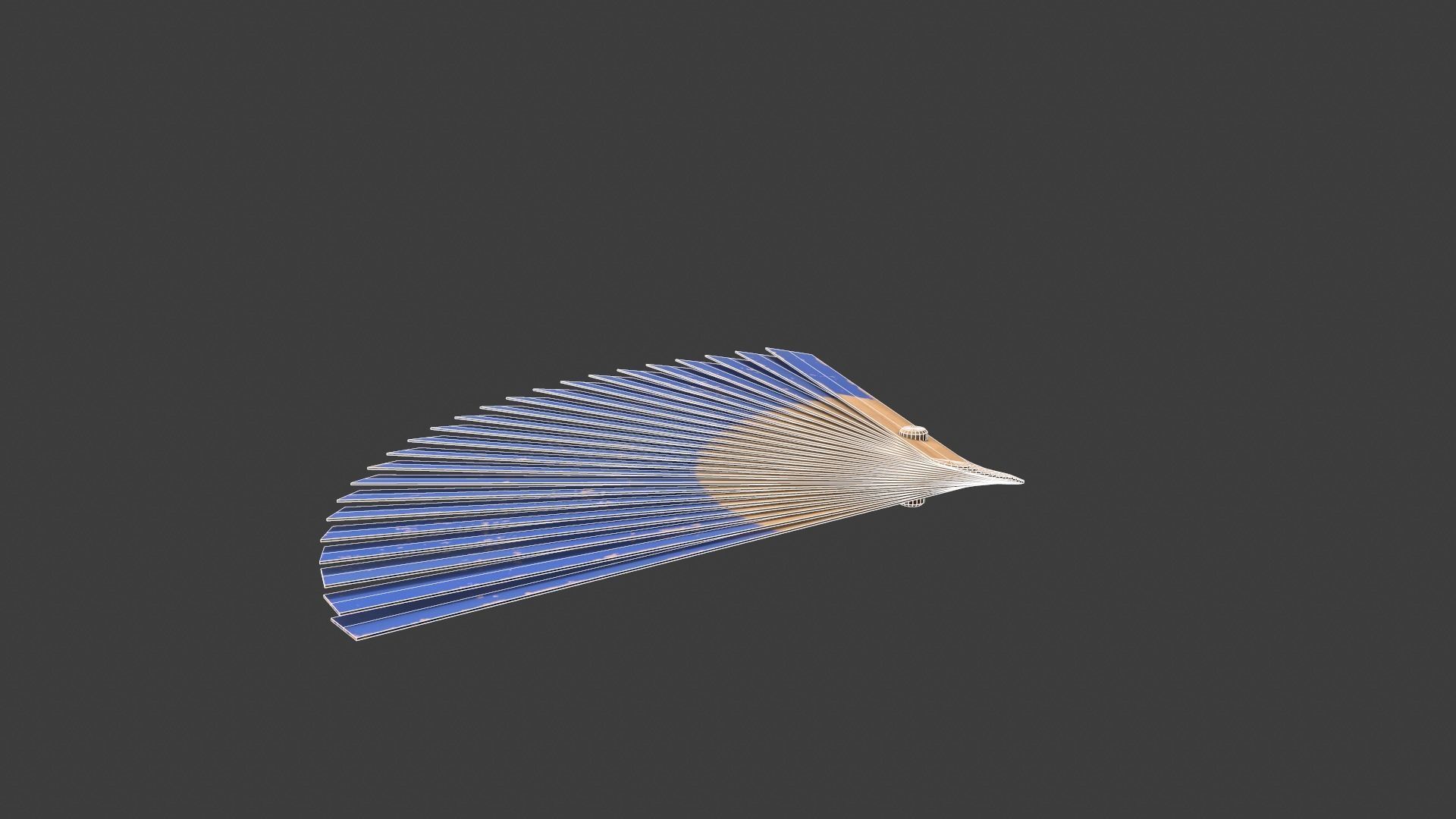 Blue Wooden Handheld Fan Low-poly 3D model_11