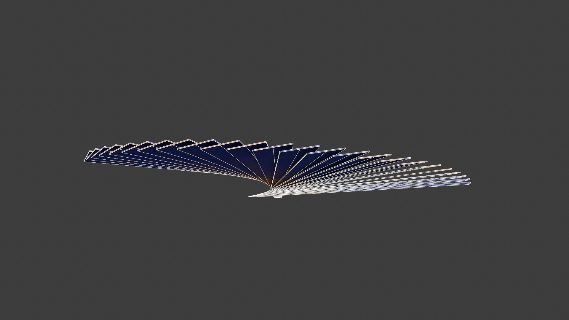 Blue Wooden Handheld Fan Low-poly 3D model_15