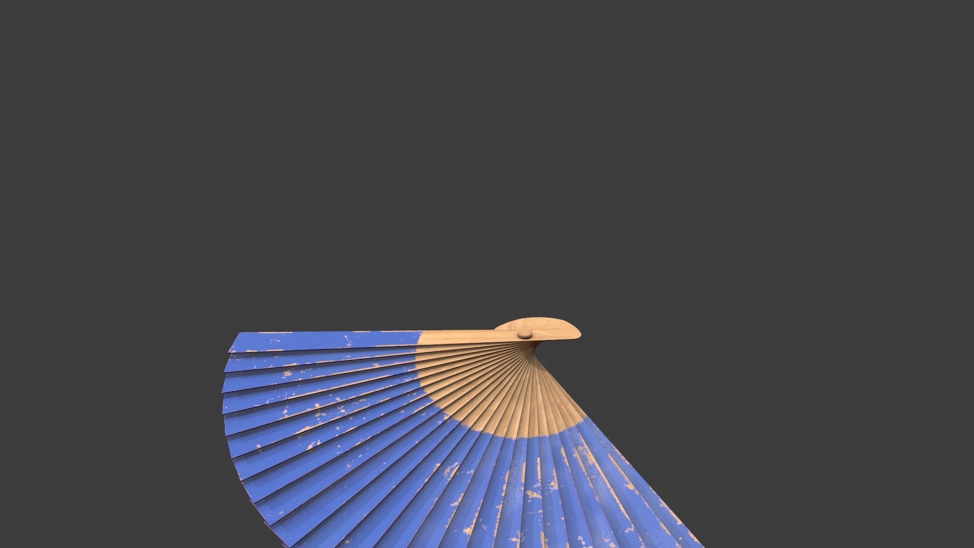 Blue Wooden Handheld Fan Low-poly 3D model_4