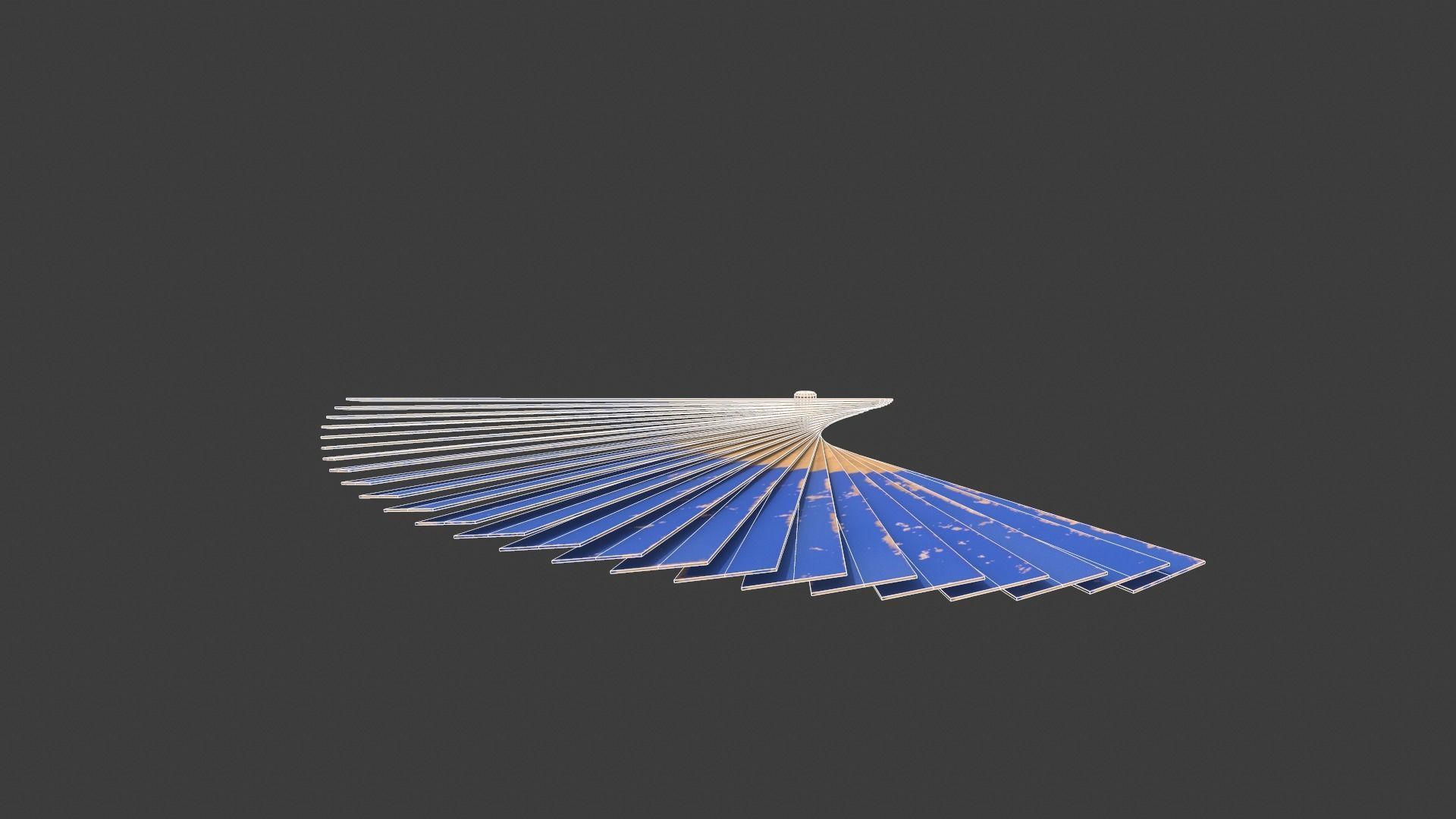 Blue Wooden Handheld Fan Low-poly 3D model_12