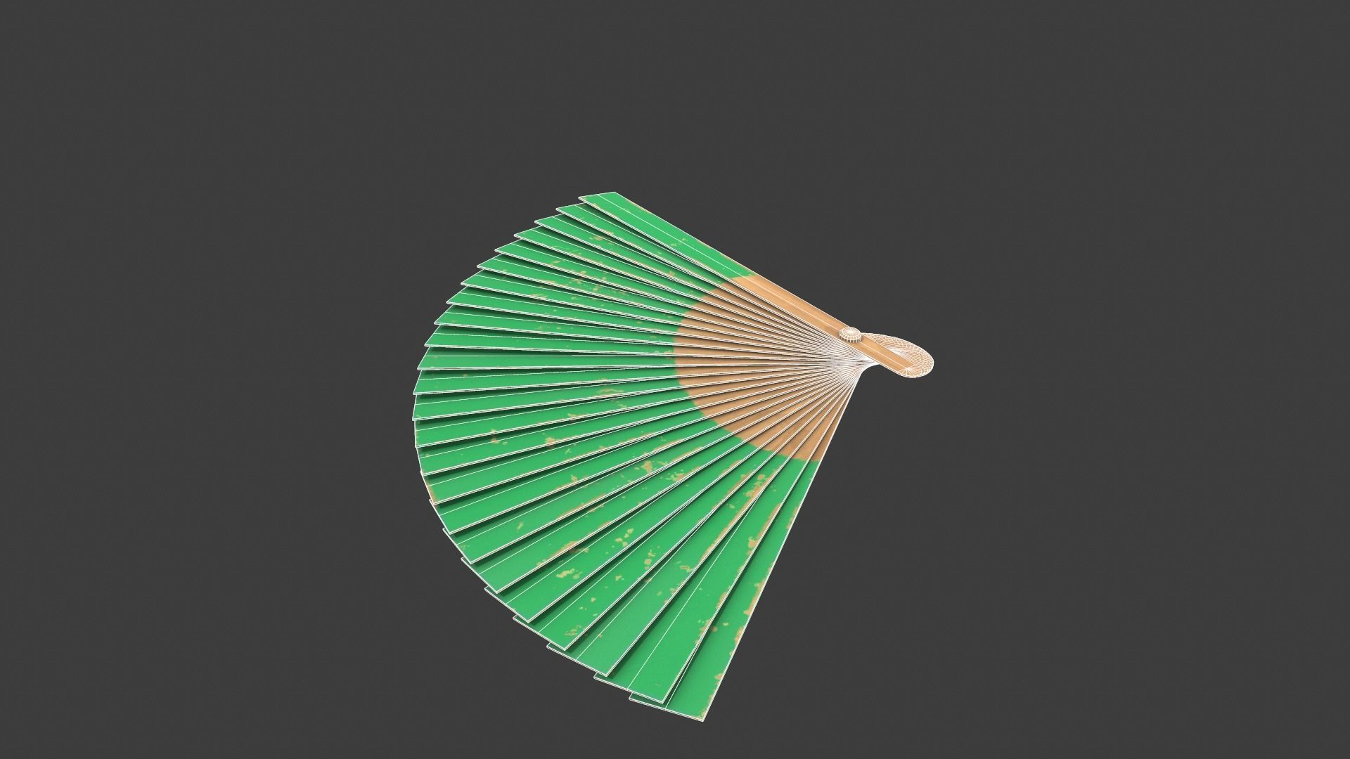 Green Wooden Handheld Fan Low-poly 3D model_14
