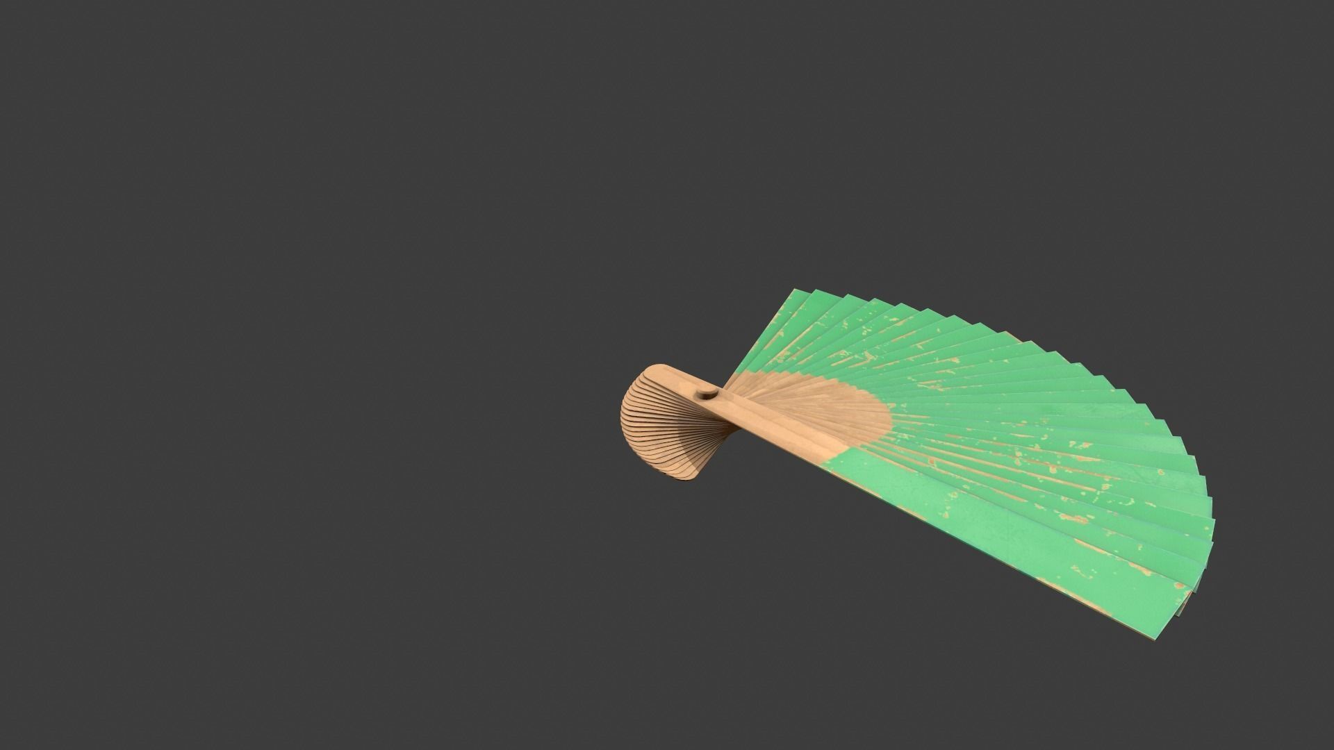Green Wooden Handheld Fan Low-poly 3D model_8