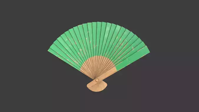 Green Wooden Handheld Fan
