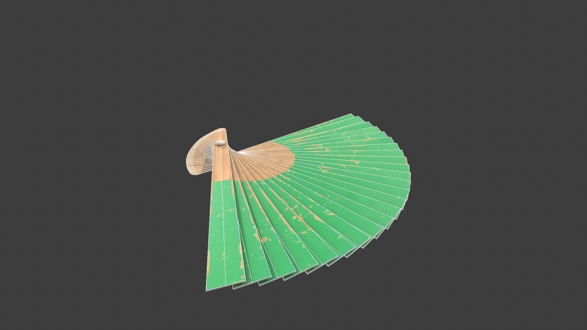 Green Wooden Handheld Fan Low-poly 3D model_16