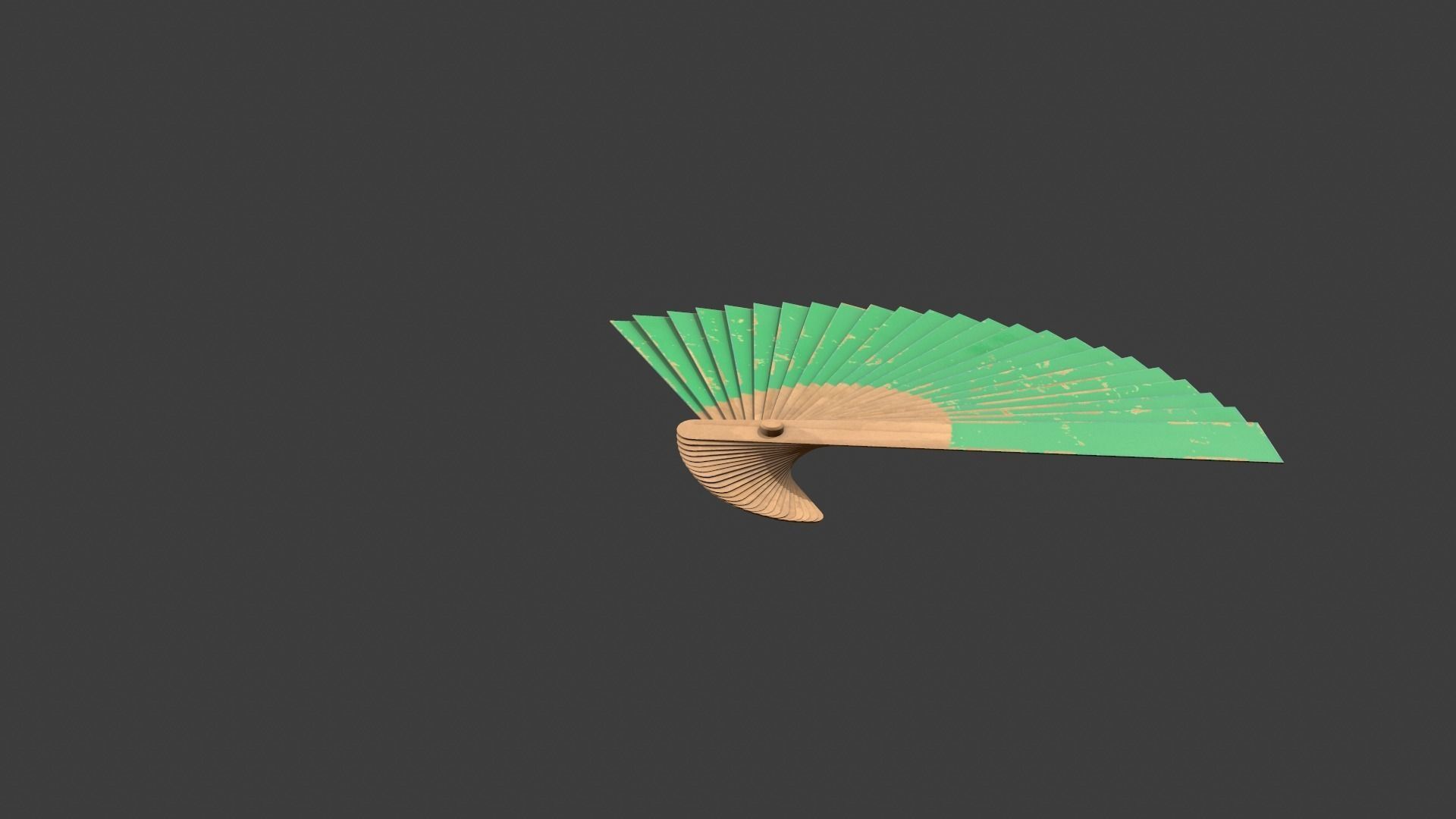 Green Wooden Handheld Fan Low-poly 3D model_9