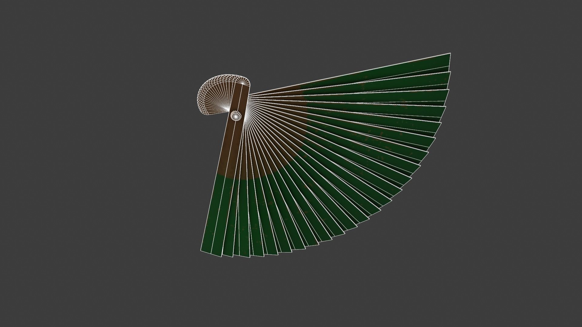 Green Wooden Handheld Fan Low-poly 3D model_18
