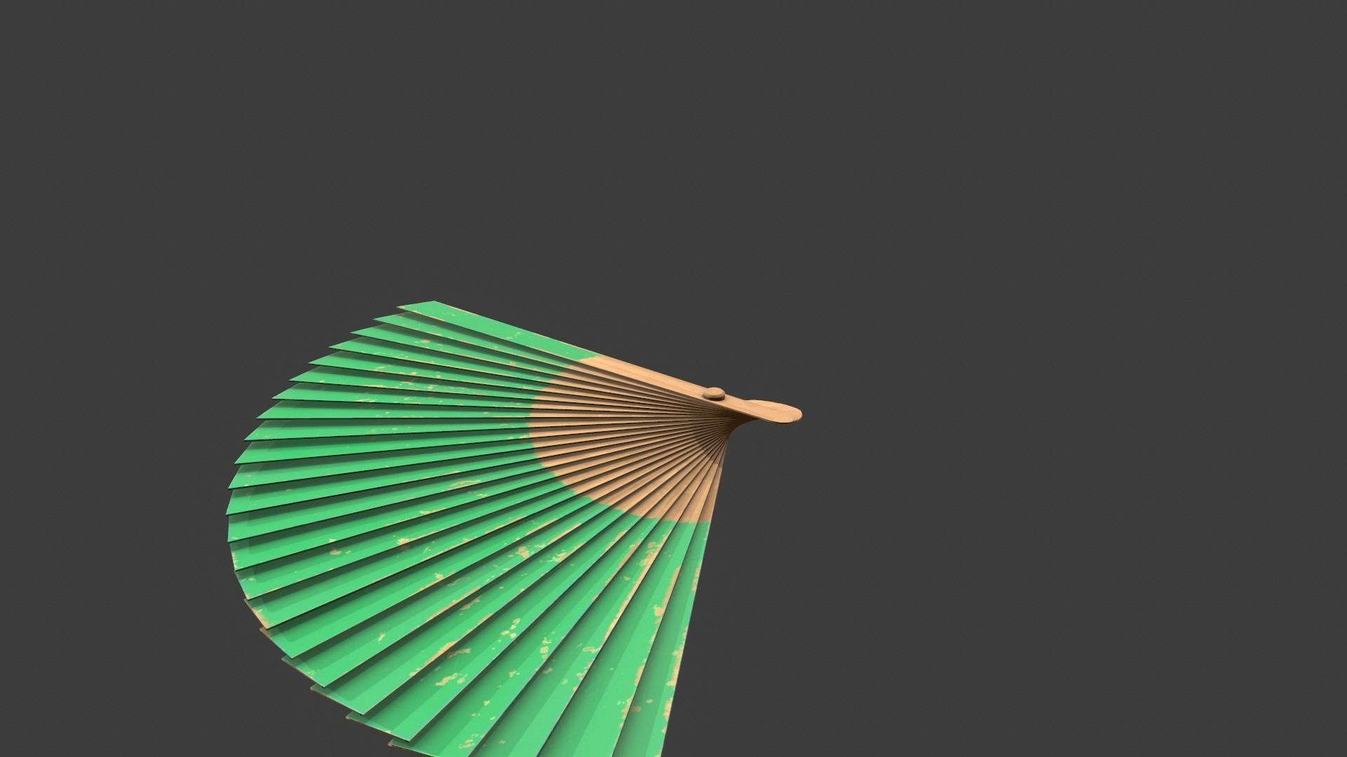 Green Wooden Handheld Fan Low-poly 3D model_4