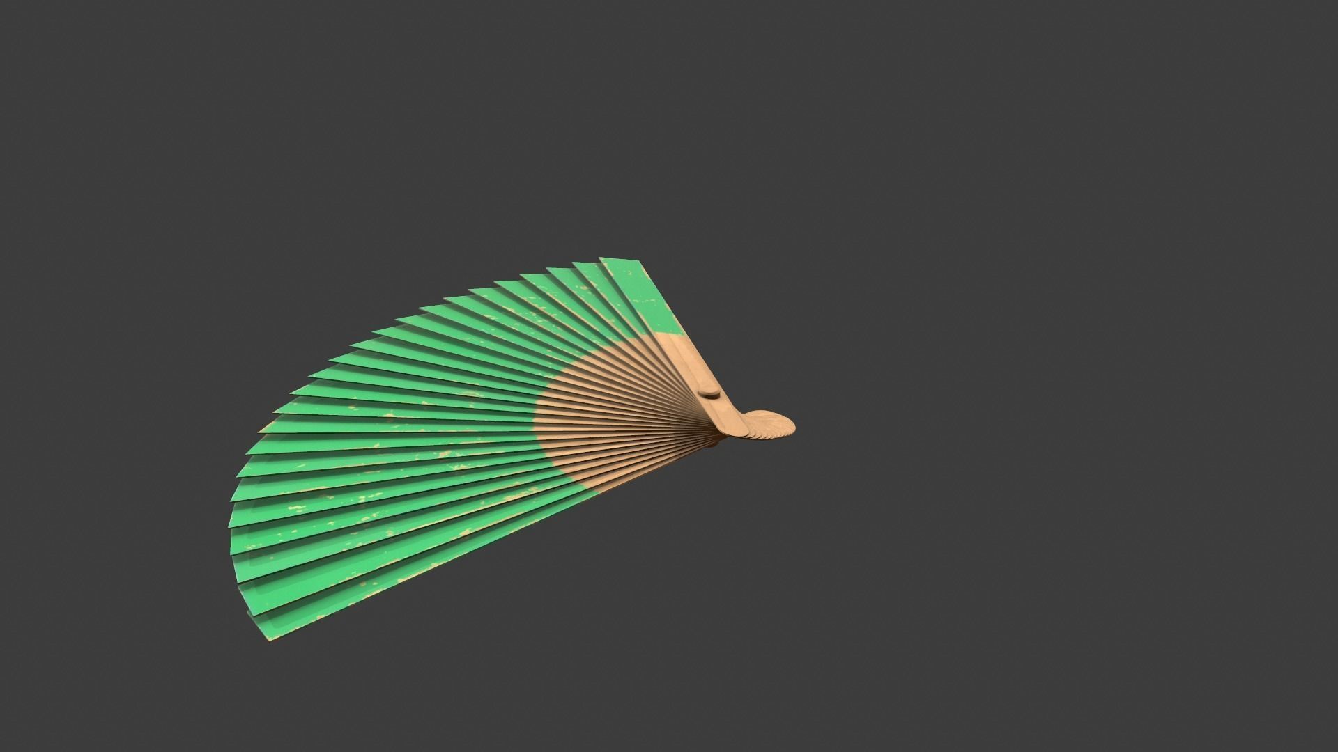 Green Wooden Handheld Fan Low-poly 3D model_3