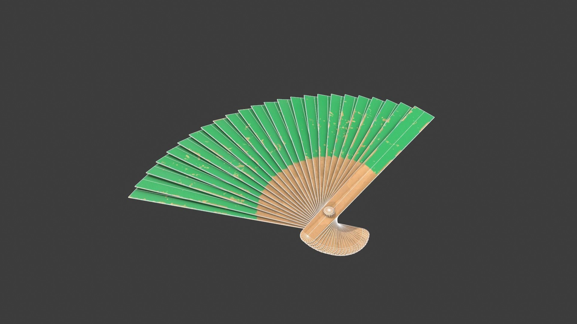 Green Wooden Handheld Fan Low-poly 3D model_13