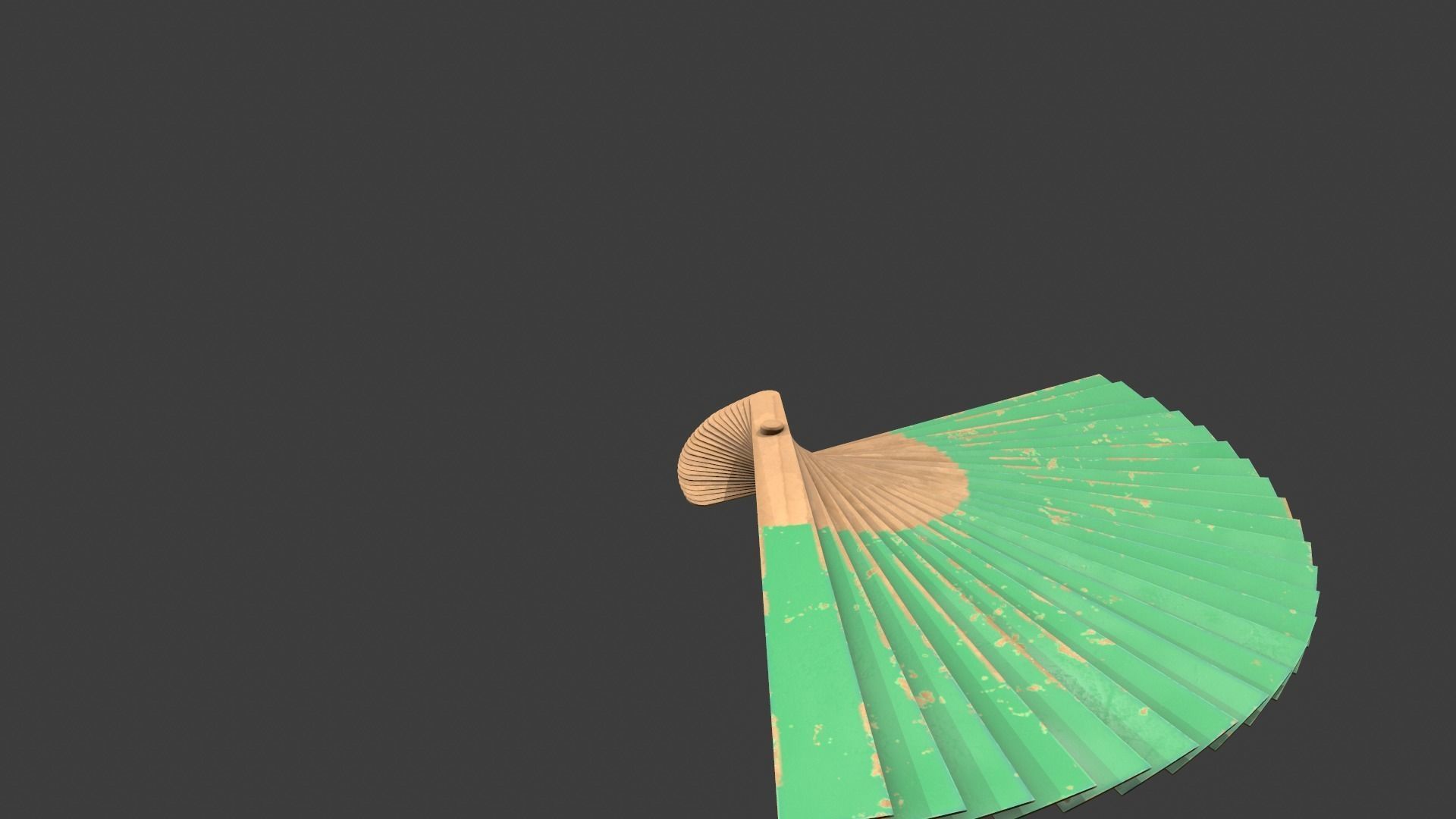 Green Wooden Handheld Fan Low-poly 3D model_7
