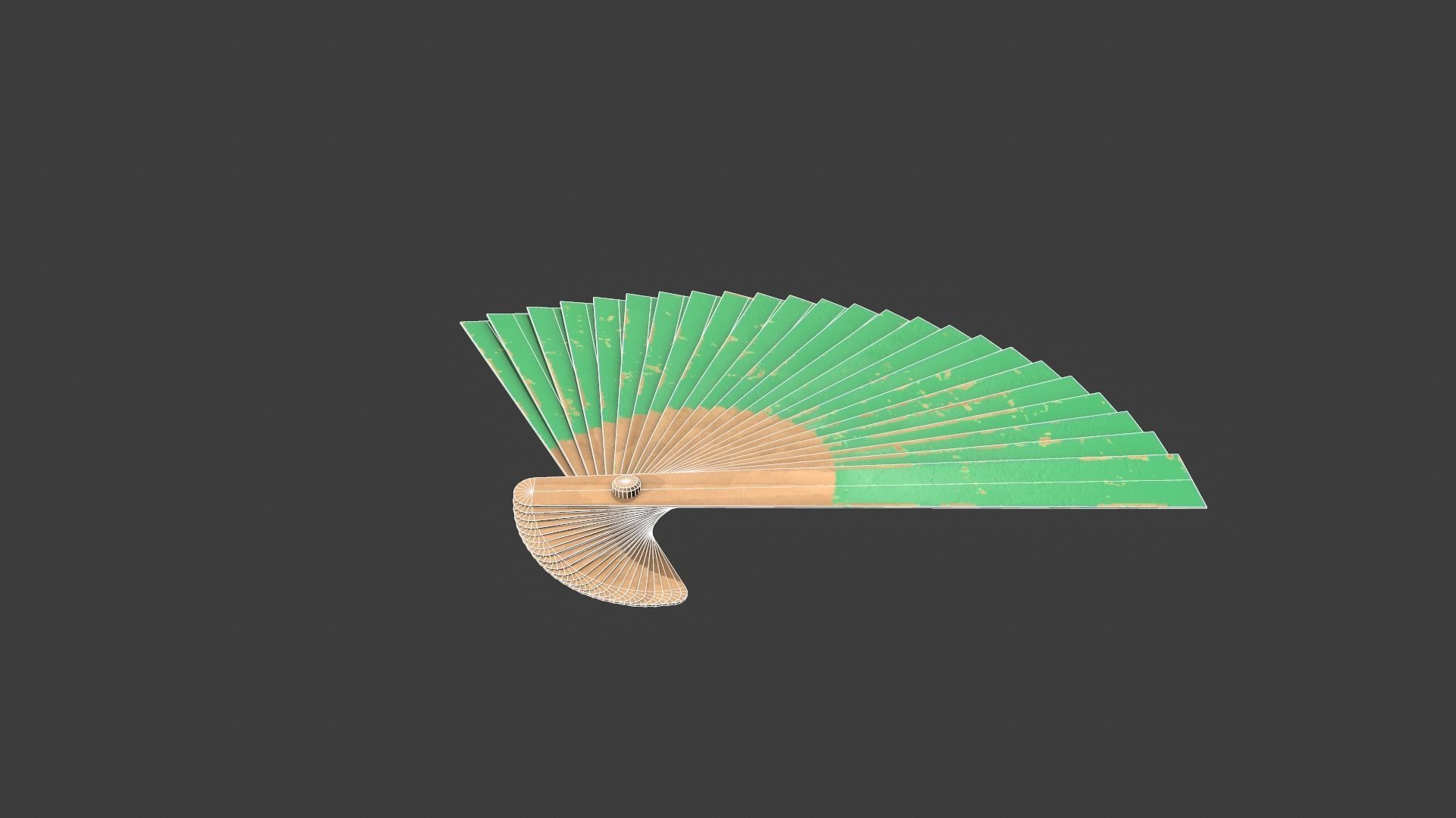 Green Wooden Handheld Fan Low-poly 3D model_17