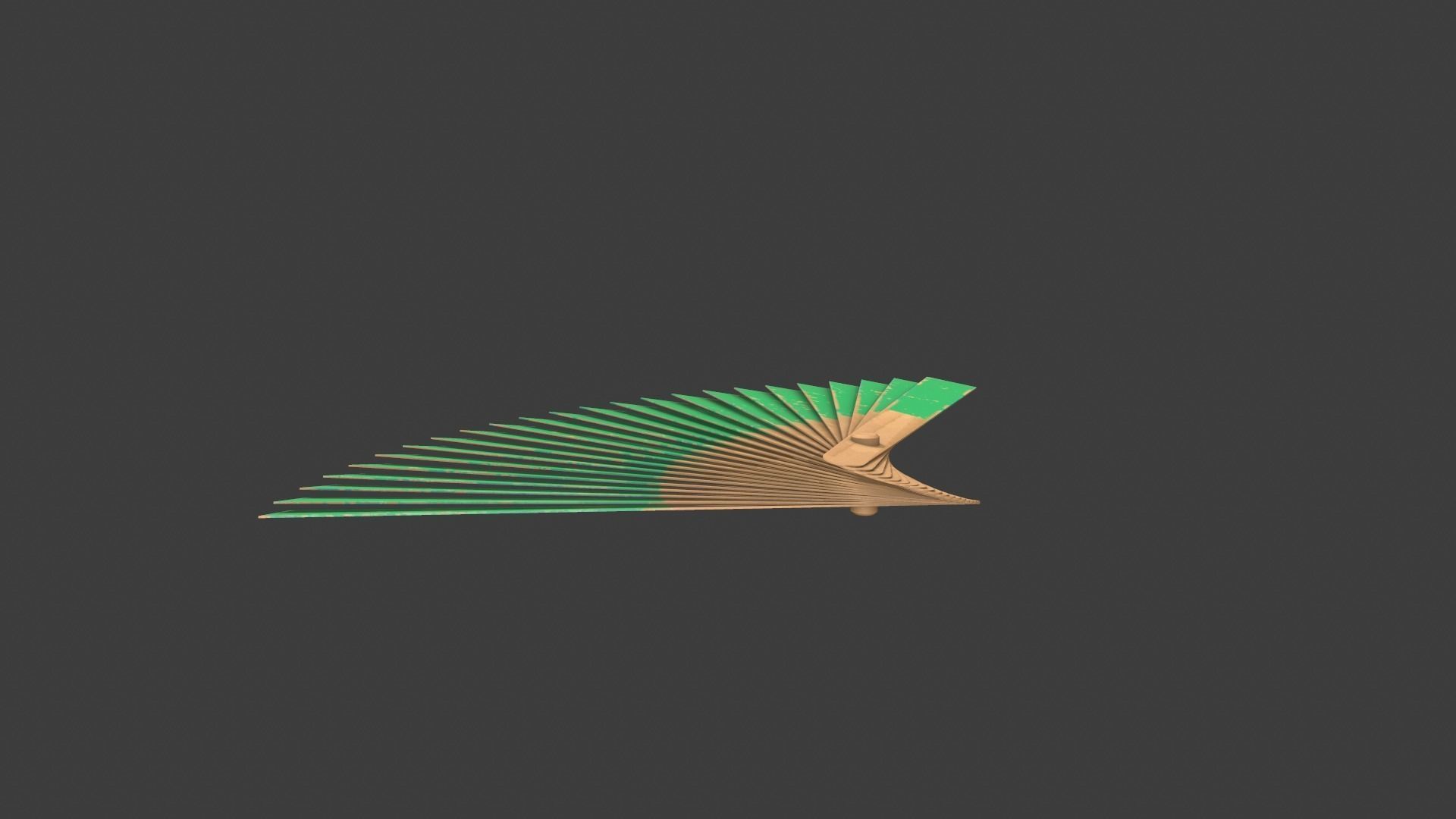 Green Wooden Handheld Fan Low-poly 3D model_12