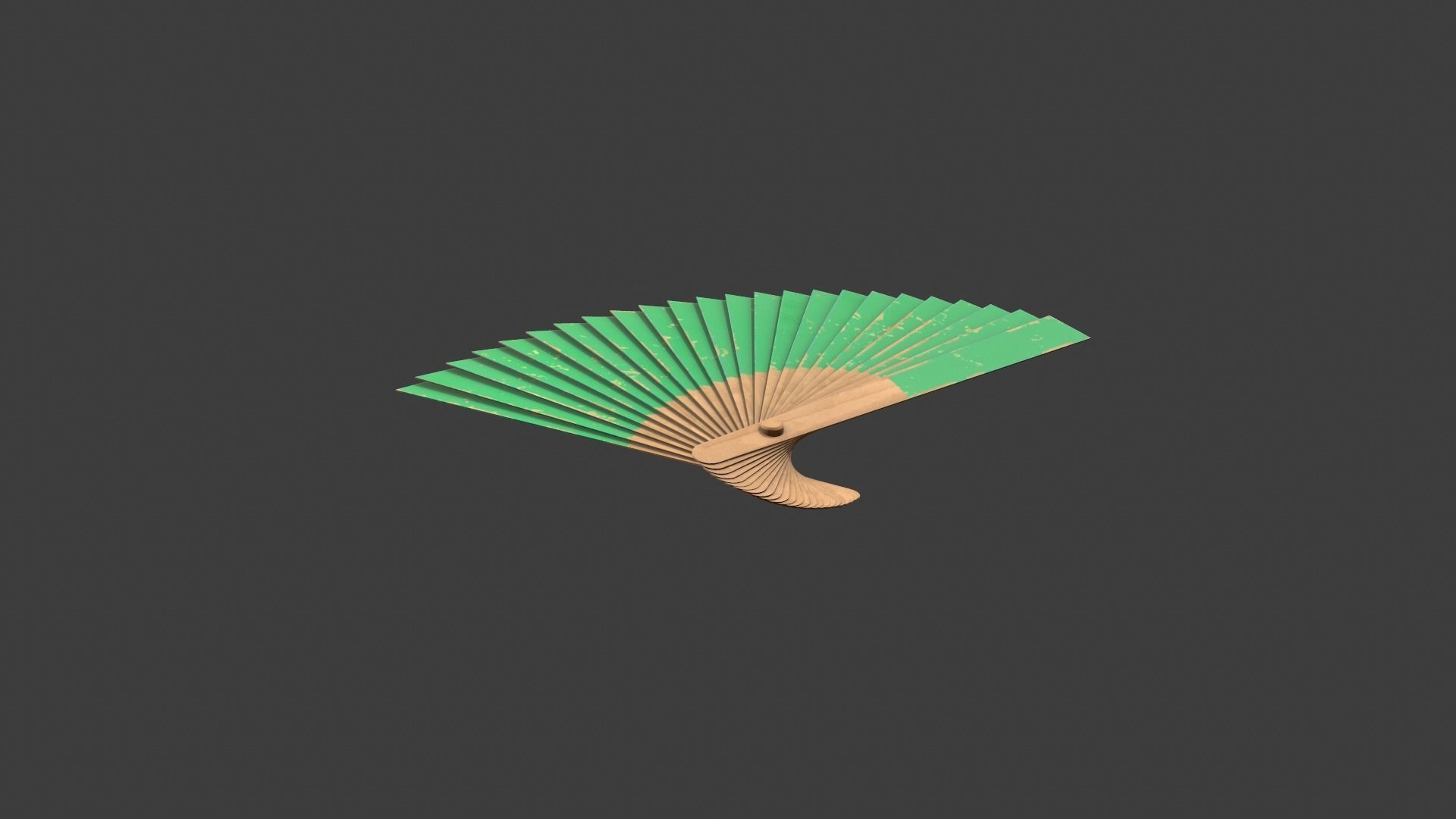 Green Wooden Handheld Fan Low-poly 3D model_10