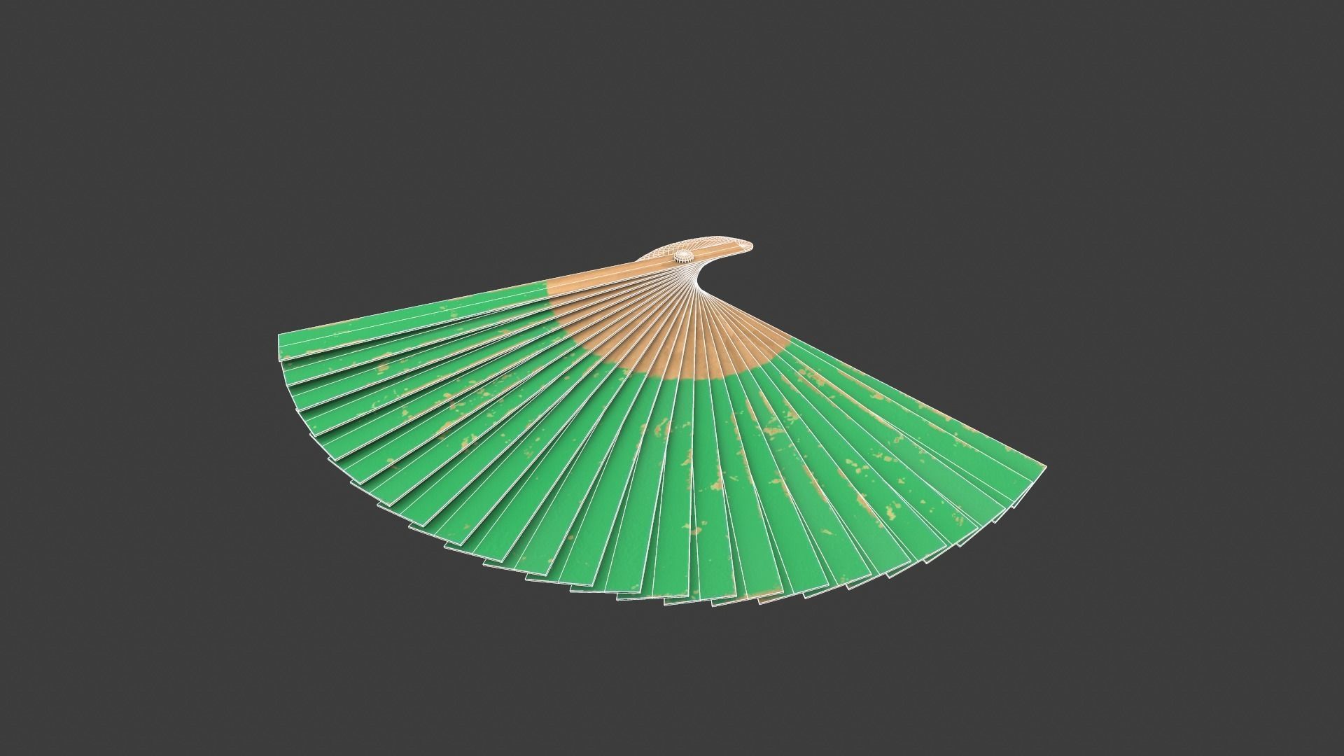 Green Wooden Handheld Fan Low-poly 3D model_15
