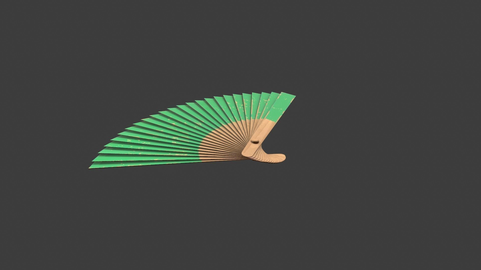 Green Wooden Handheld Fan Low-poly 3D model_2