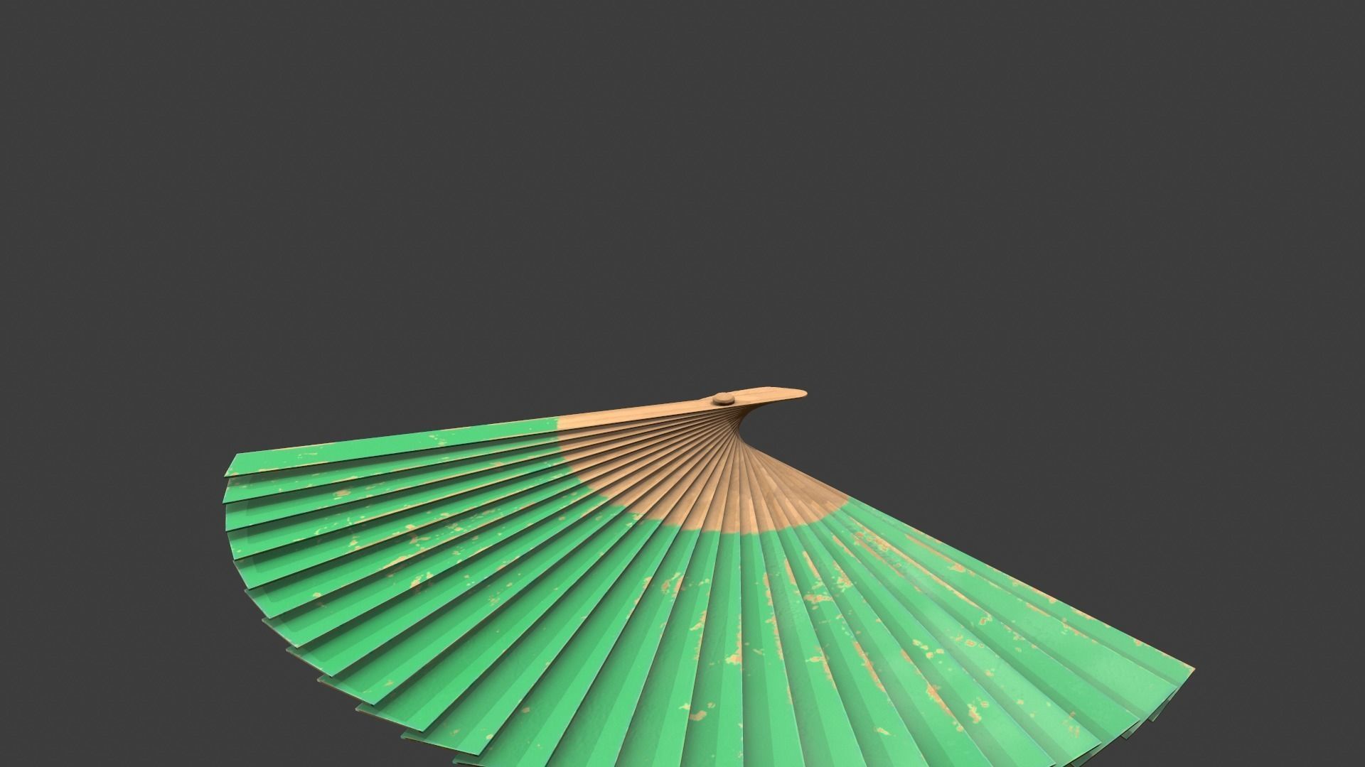 Green Wooden Handheld Fan Low-poly 3D model_5