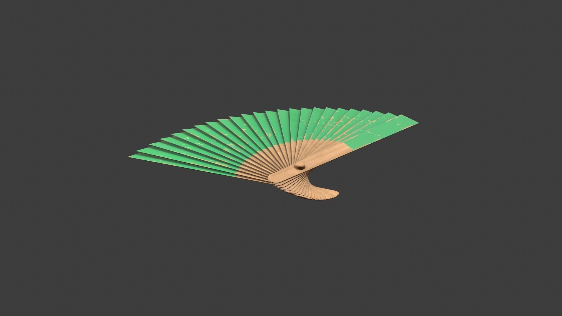 Green Wooden Handheld Fan Low-poly 3D model_1
