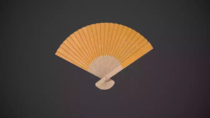 Orange Wooden Handheld Fan