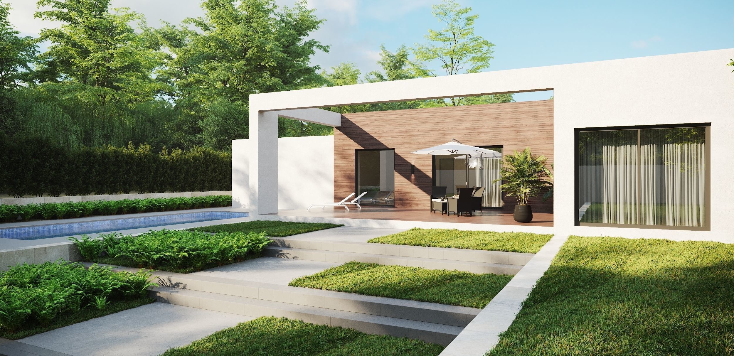 Modern house 04 Low-poly 3D model_1