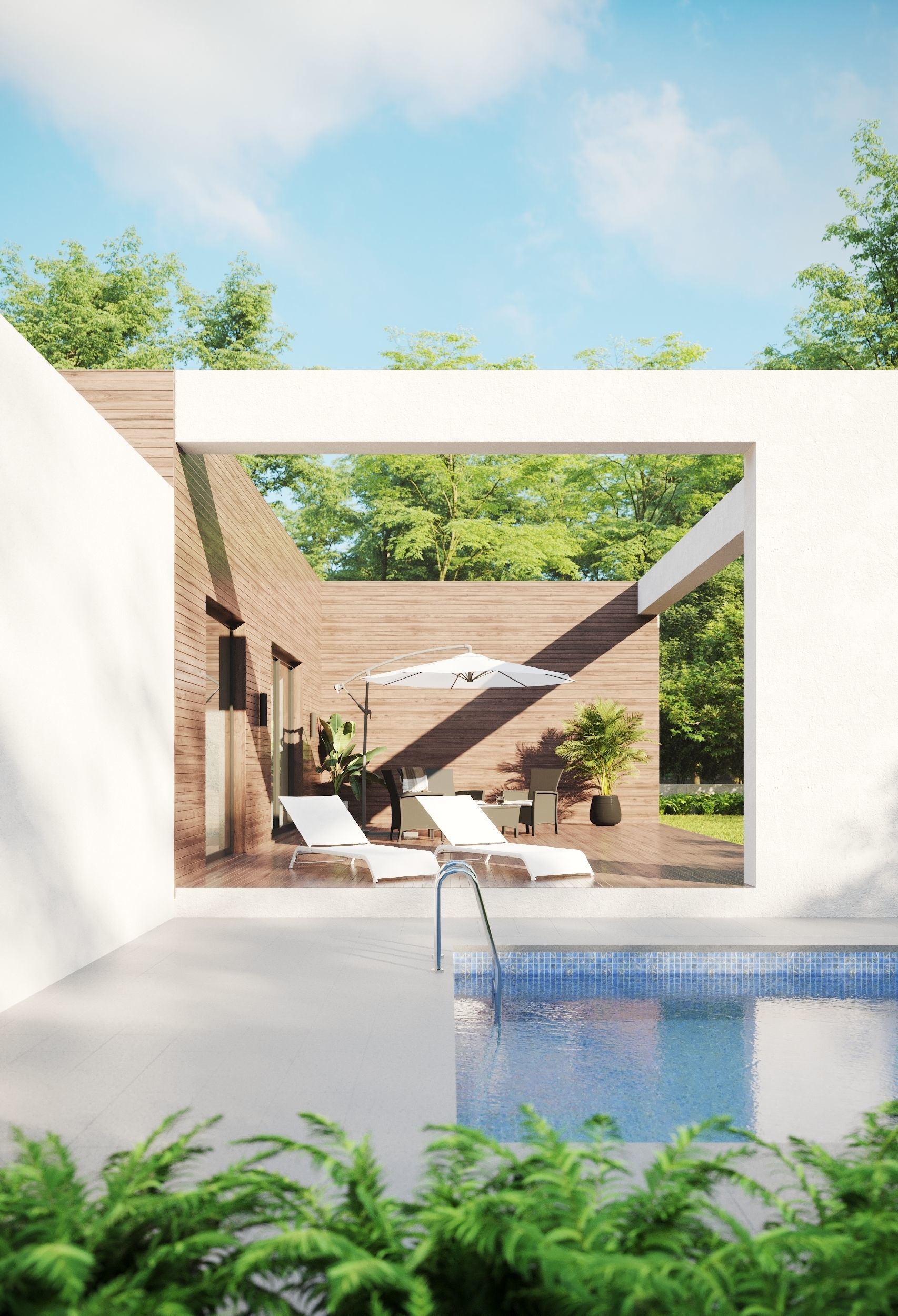 Modern house 04 Low-poly 3D model_4