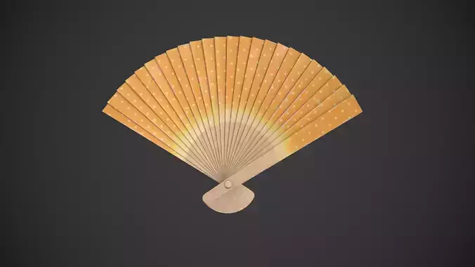 Spotty Orange Wooden Handheld Fan Low-poly 3D model