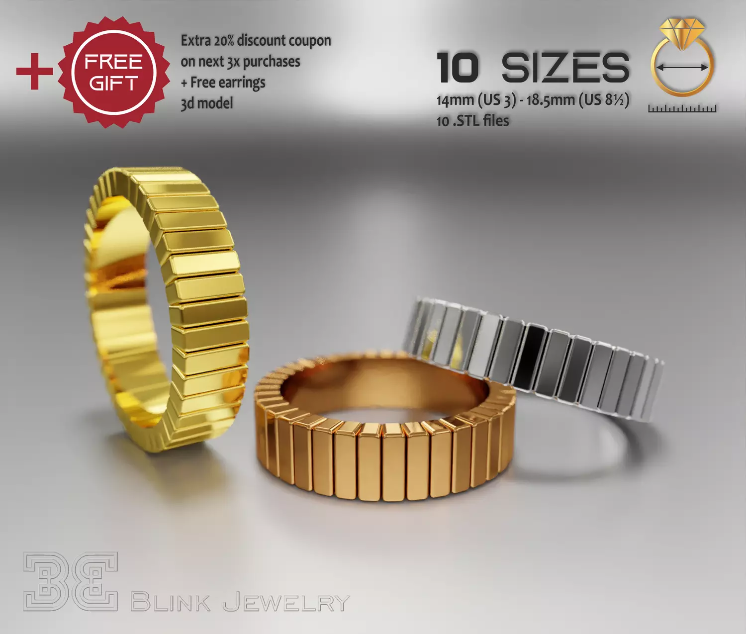 eternity ring classic unique printable wedding band package 3D print model