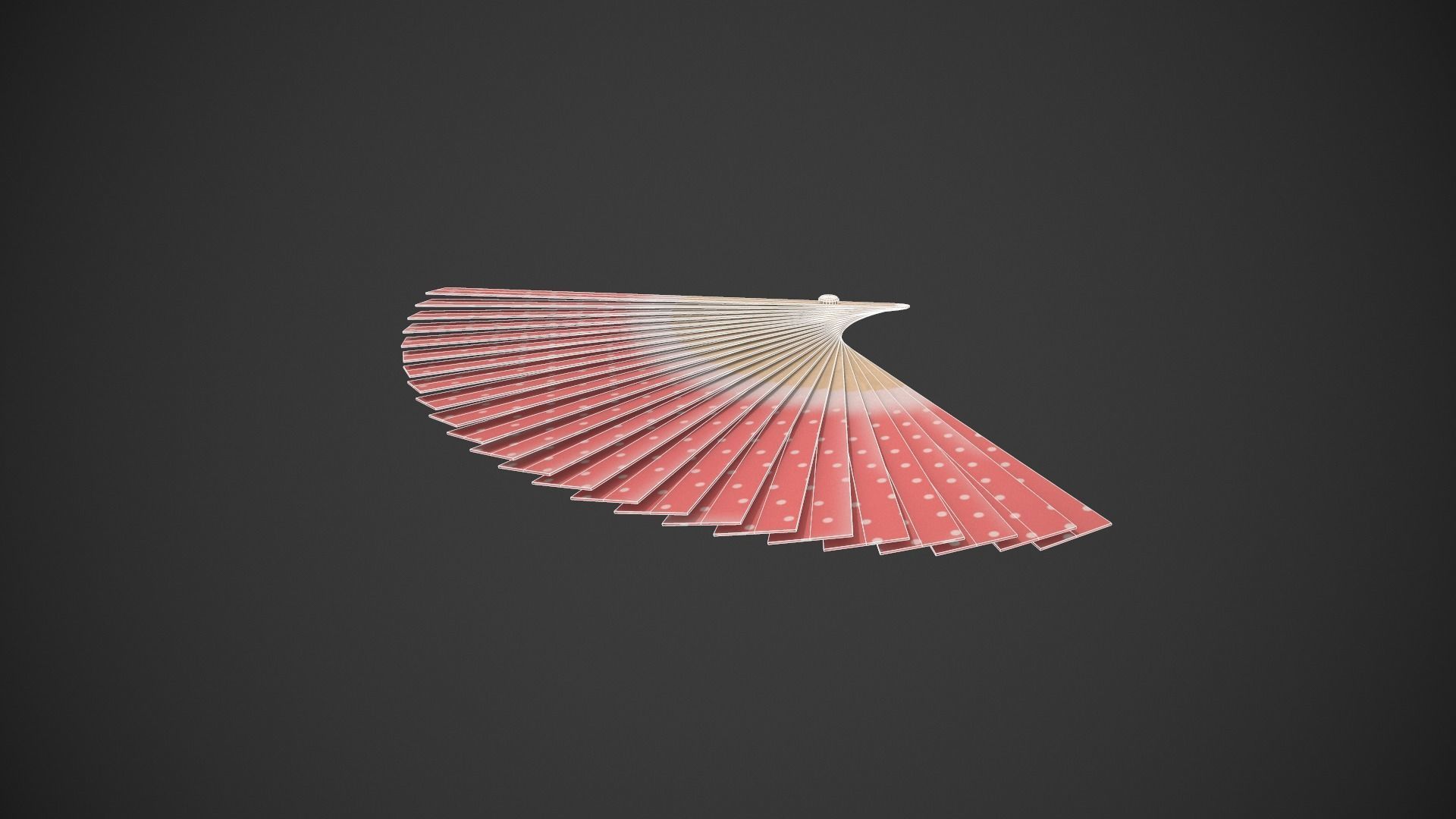 Spotty Red Wooden Handheld Fan Low-poly 3D model_12