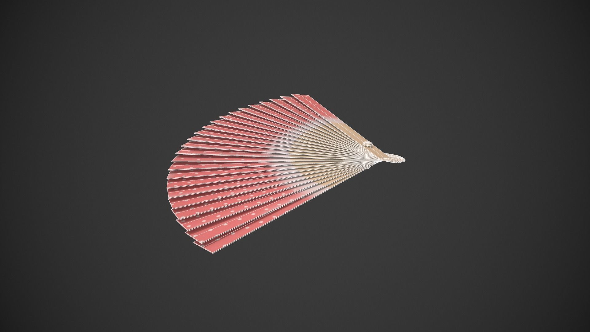 Spotty Red Wooden Handheld Fan Low-poly 3D model_11
