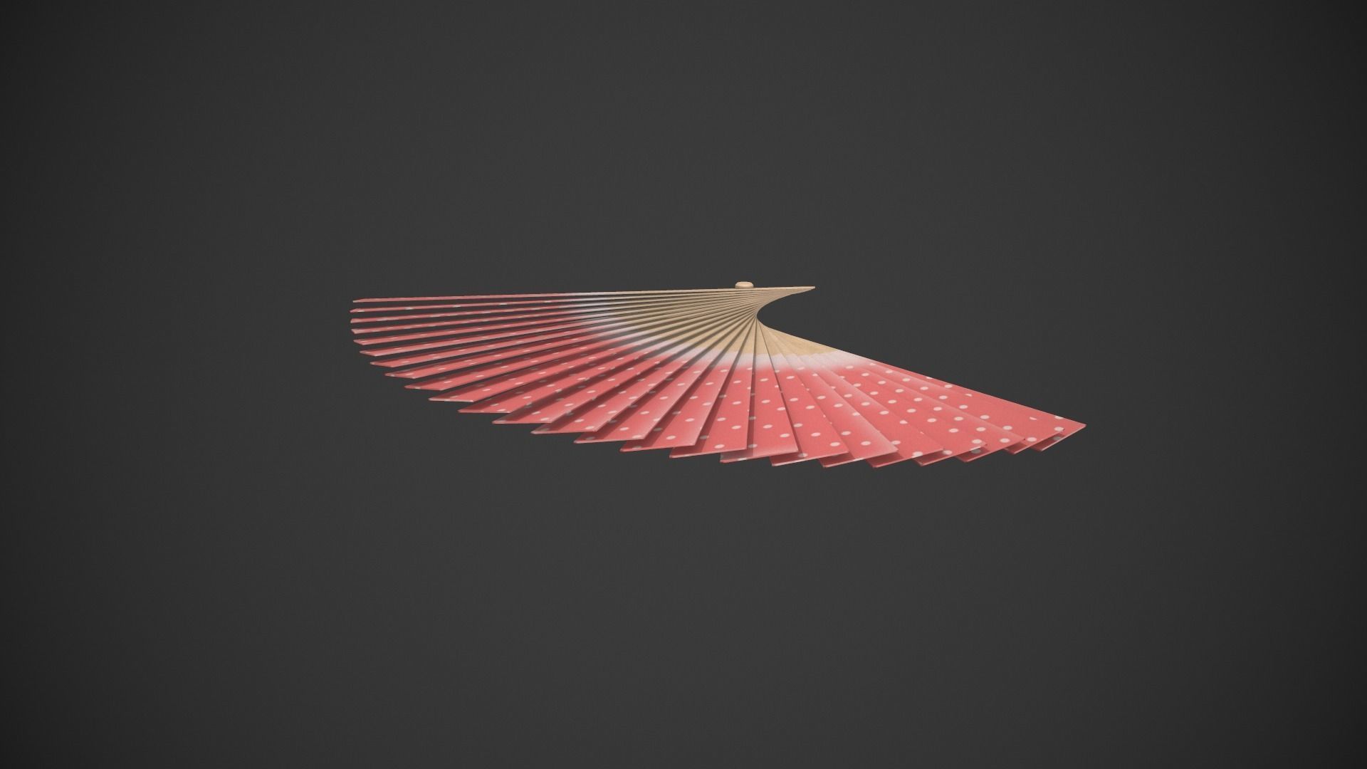 Spotty Red Wooden Handheld Fan Low-poly 3D model_3
