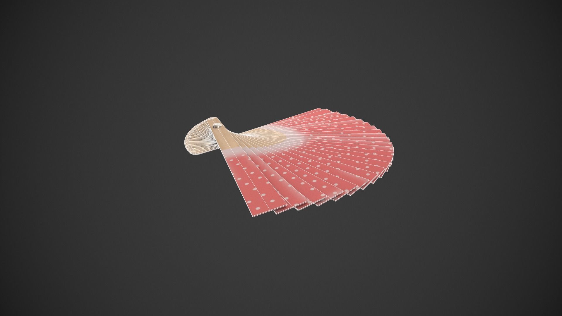 Spotty Red Wooden Handheld Fan Low-poly 3D model_14