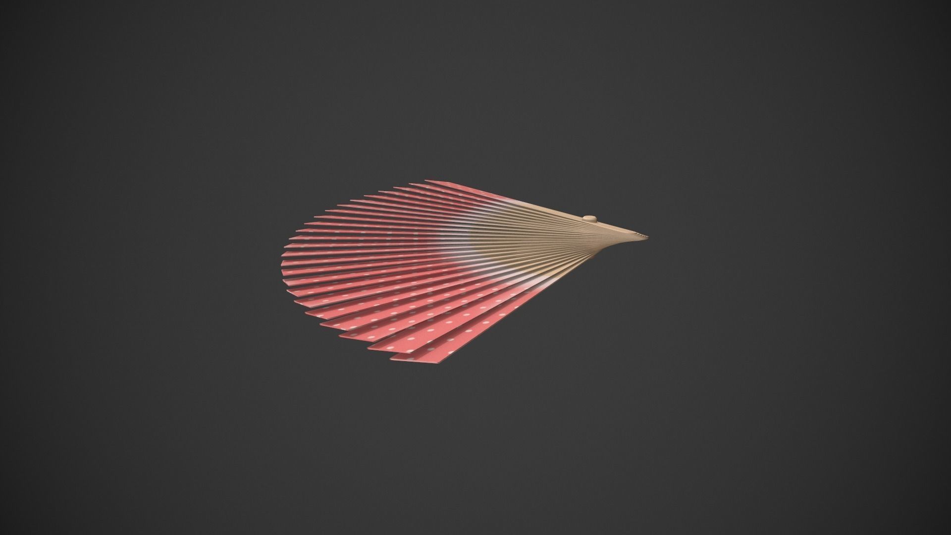 Spotty Red Wooden Handheld Fan Low-poly 3D model_2