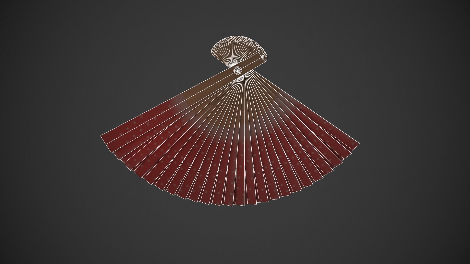 Spotty Red Wooden Handheld Fan Low-poly 3D model_19