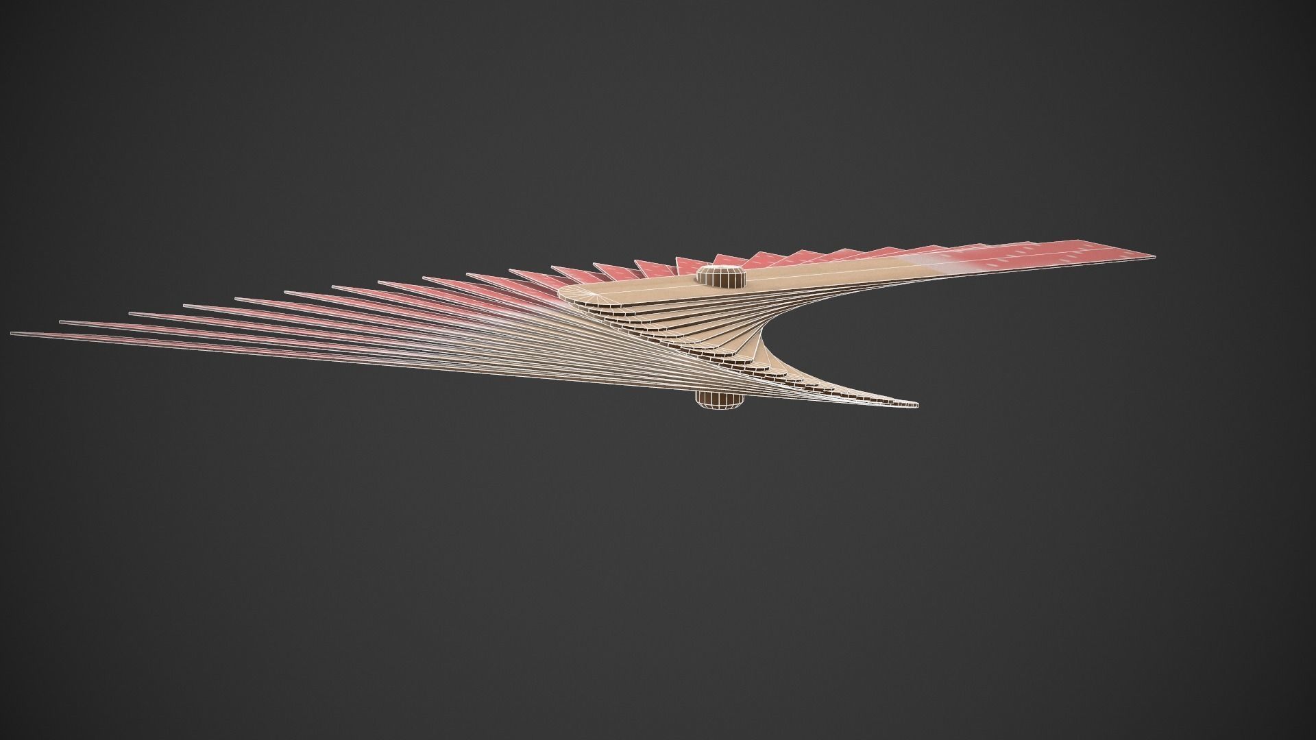 Spotty Red Wooden Handheld Fan Low-poly 3D model_18