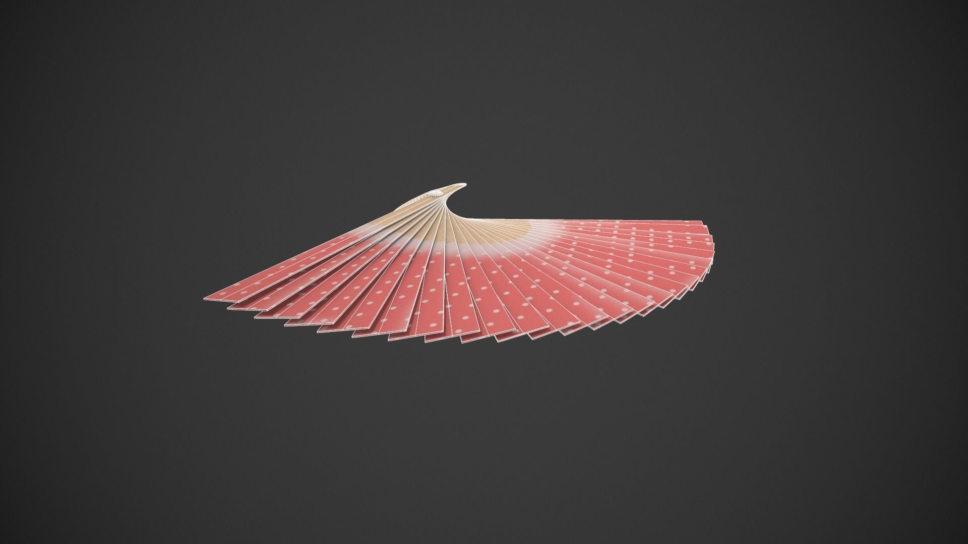 Spotty Red Wooden Handheld Fan Low-poly 3D model_13