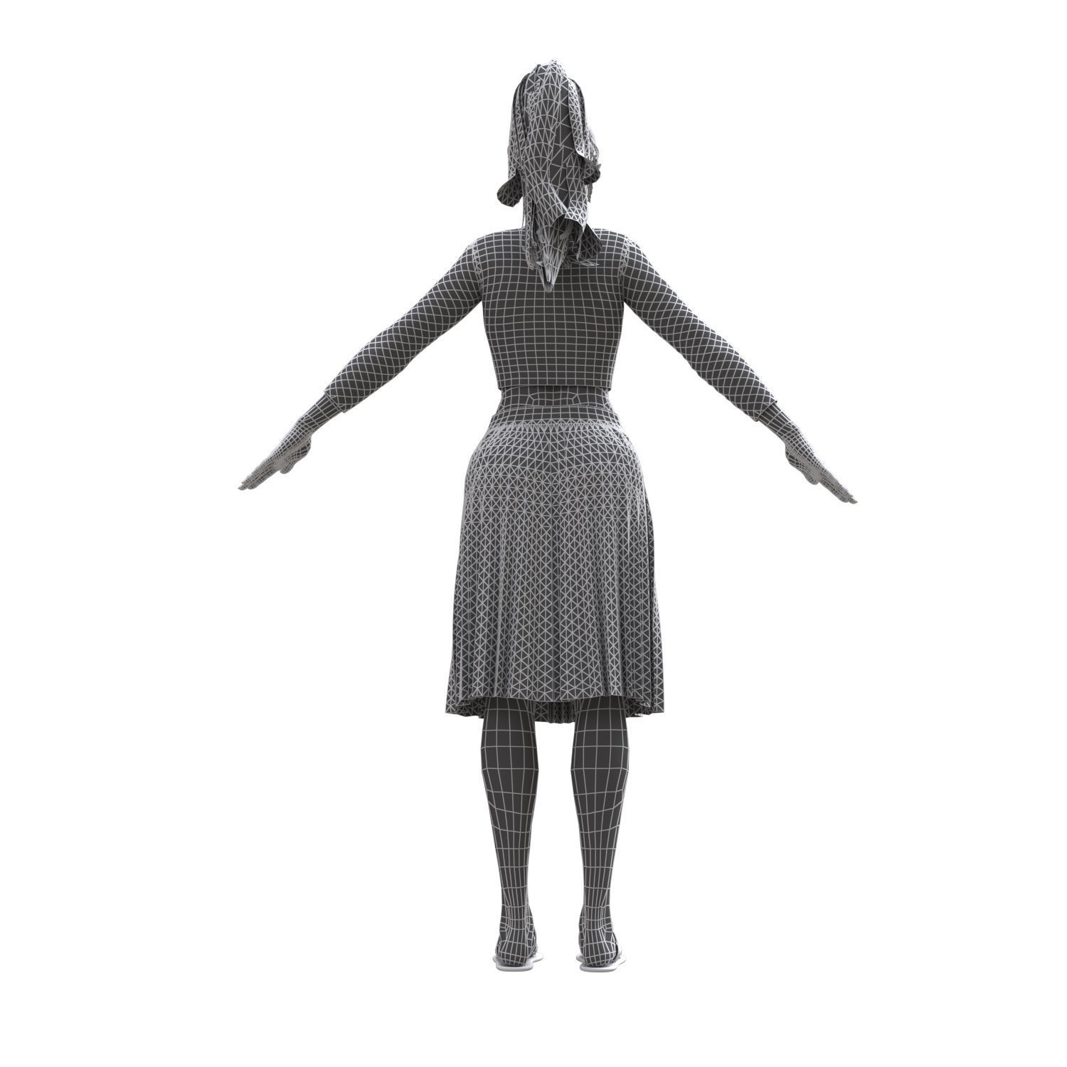 3d realistic girl with clothing skirt 3D model_13