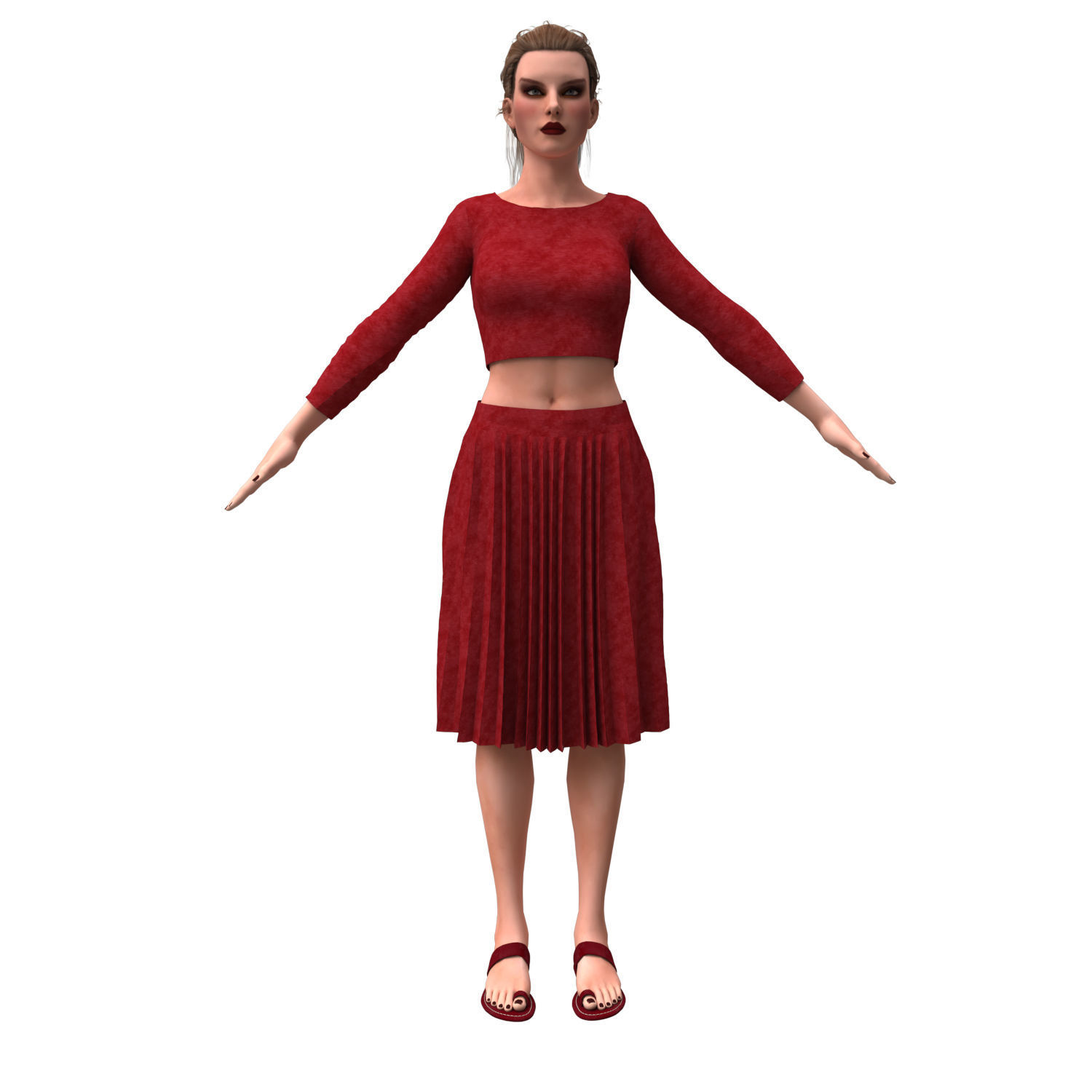 3d realistic girl with clothing skirt 3D model_2