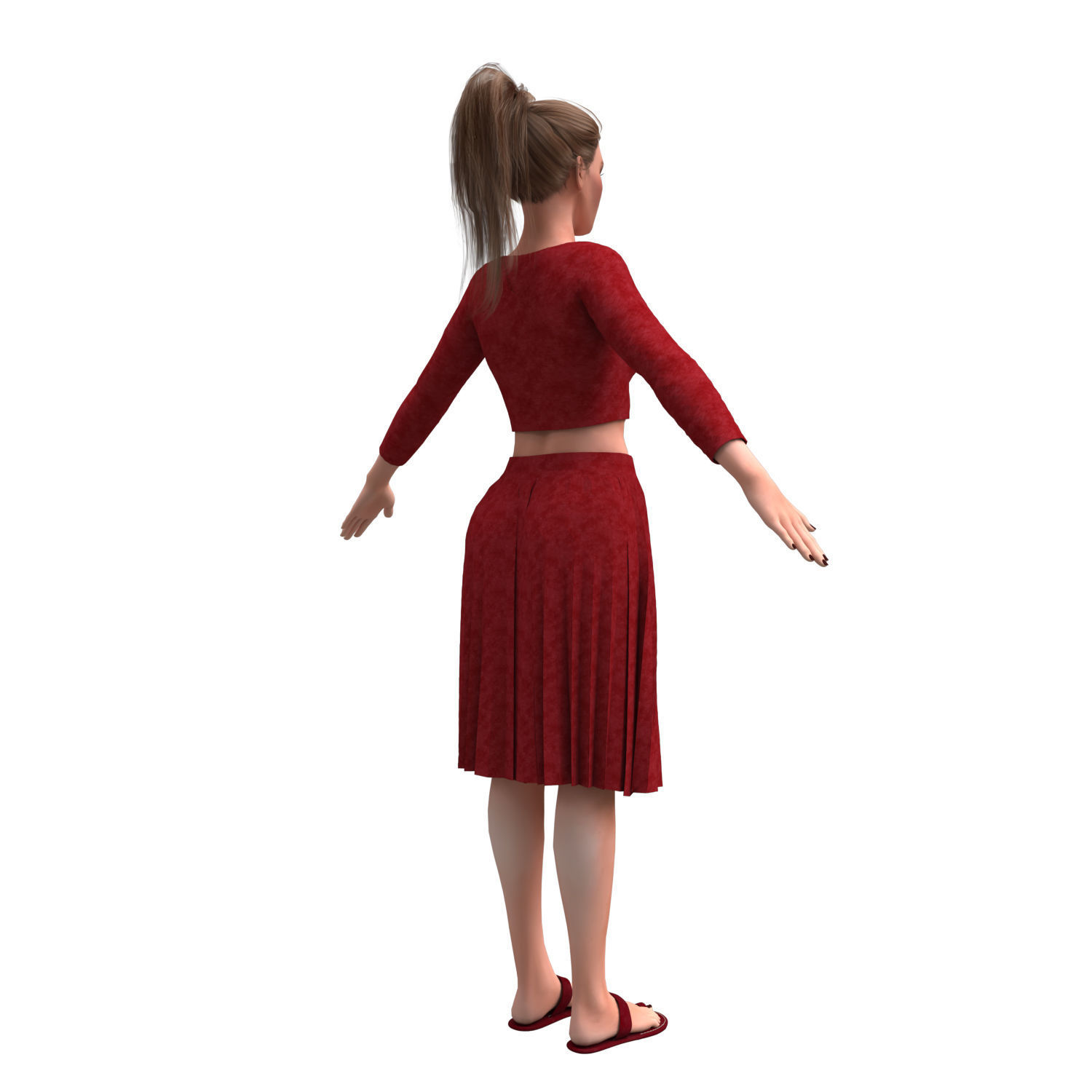 3d realistic girl with clothing skirt 3D model_7