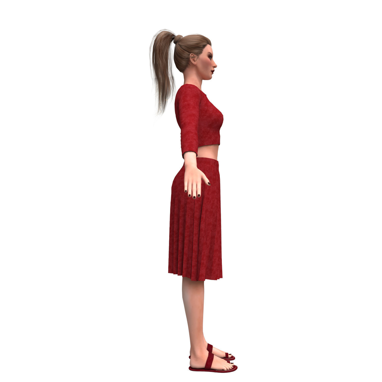 3d realistic girl with clothing skirt 3D model_8